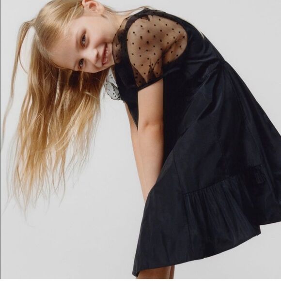 Black combination taffeta dress - Picture 1 of 10